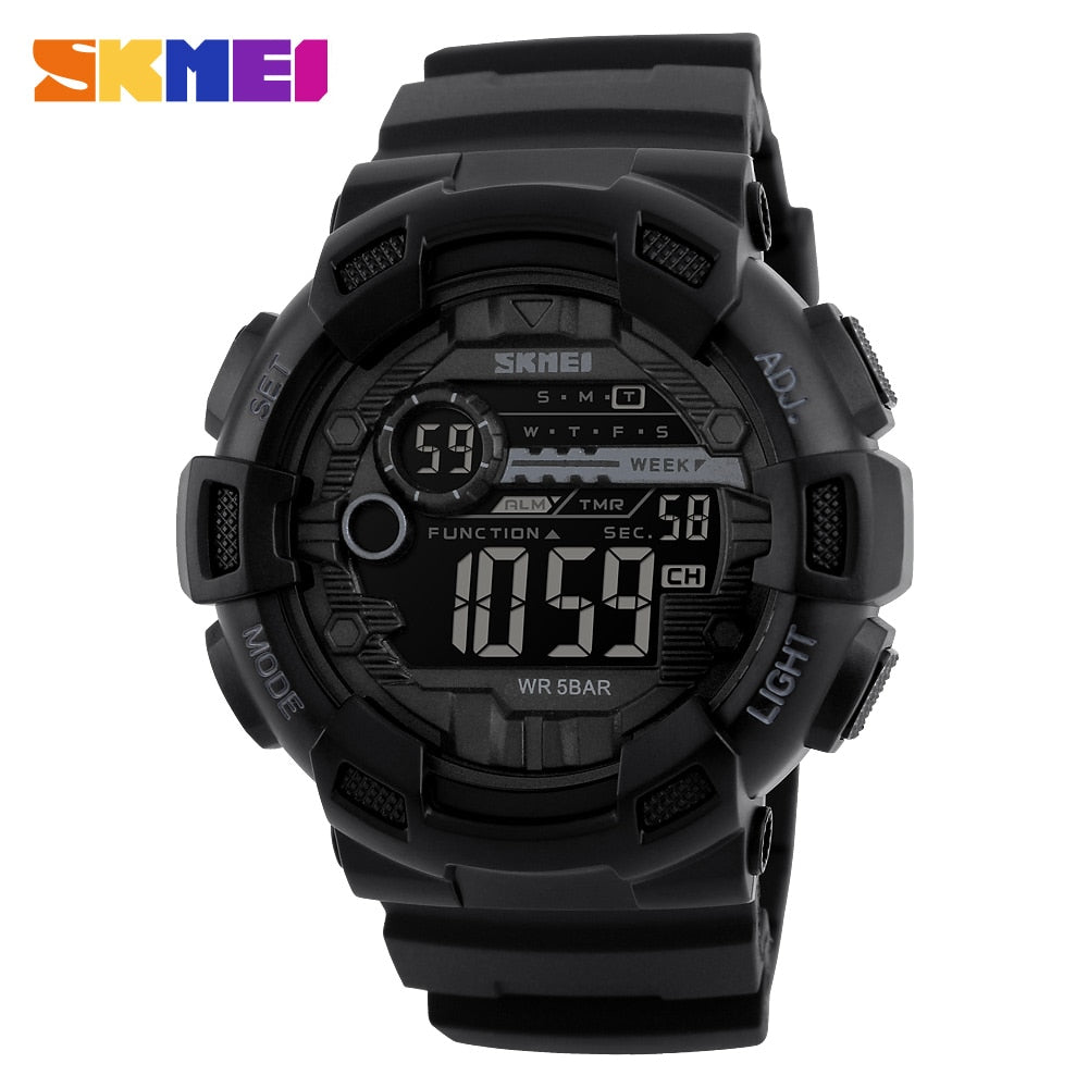 Relógio eletrônico esportivo masculino SKMEI com cronógrafo display LED e design robusto