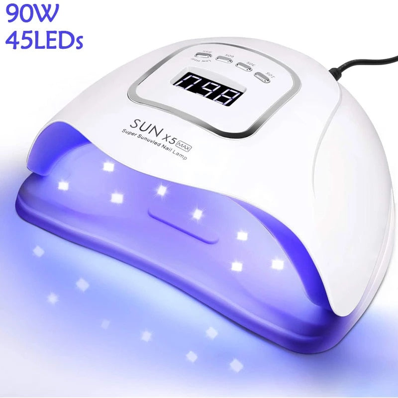 Secador de esmalte de gel SUN X5 MAX com 90W e 45 LEDs para unhas secas rapidamente