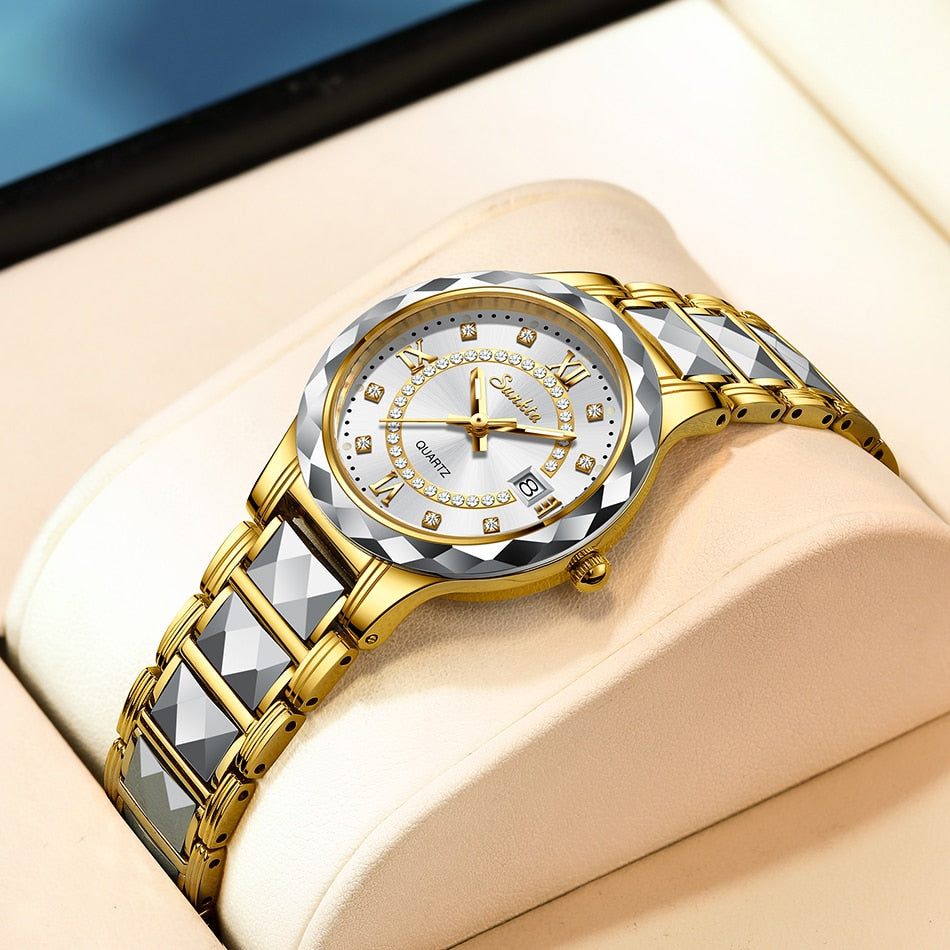 Relógio de pulso feminino LIGE com design elegante, parte do conjunto relógio e pulseira feminino