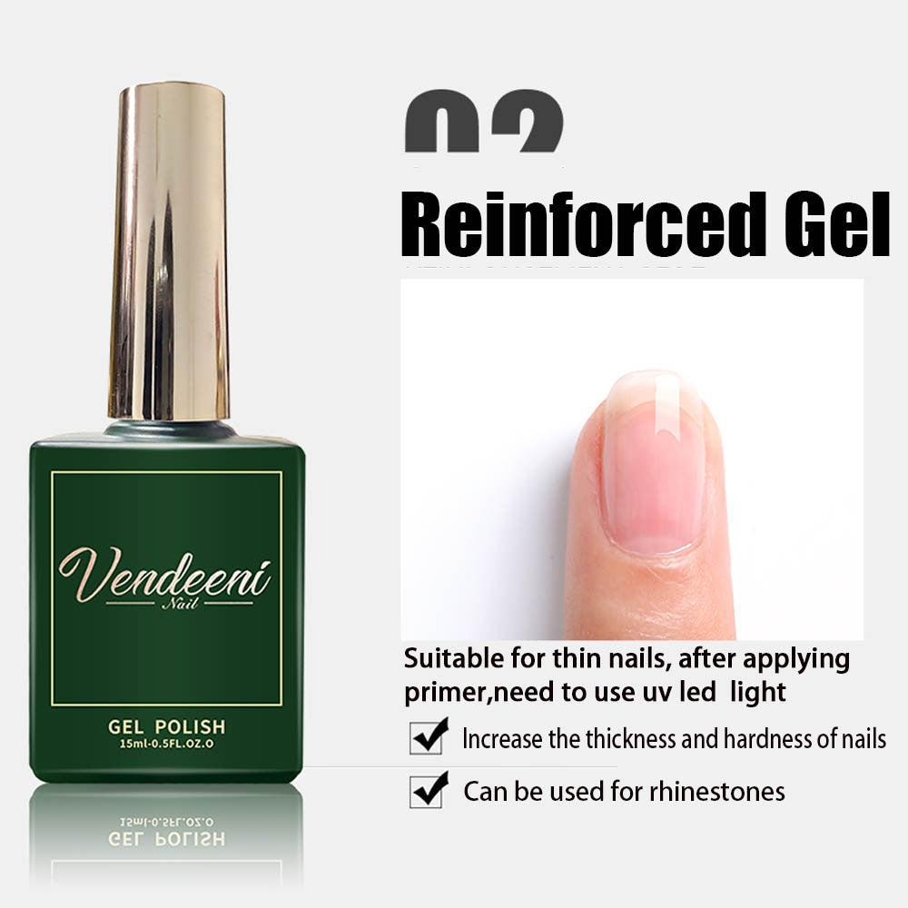 Gel de reforço fosco Vendeeni para acabamento de revestimento de unhas com brilho e dureza aumentados
