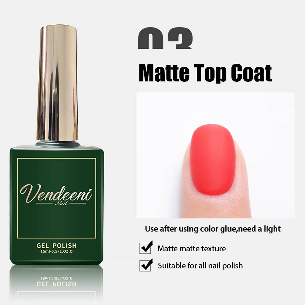 Gel de reforço fosco Vendeeni para acabamento de revestimento de unhas com textura mate