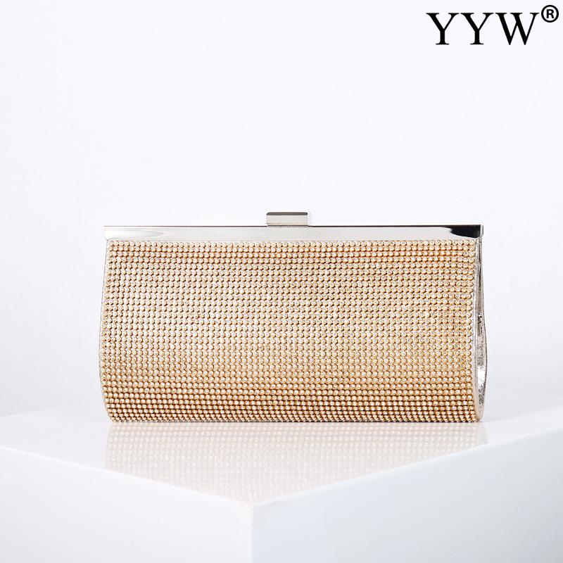 Bolsa de festa feminina YYW em tom dourado com detalhamento em strass para ocasiões especiais