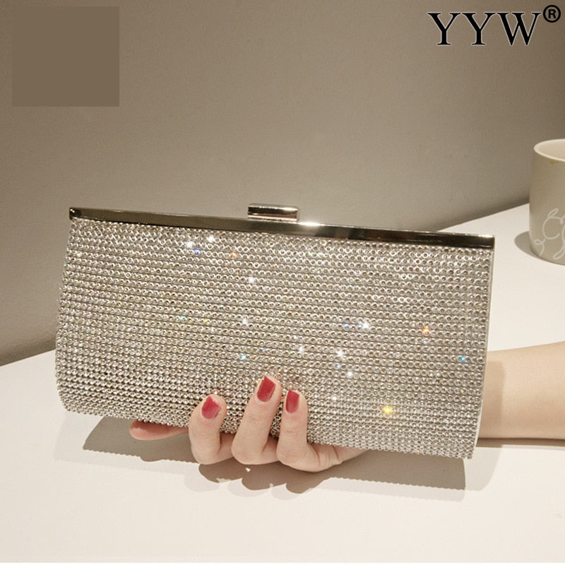 Bolsa feminina YYW de noite brilhante com strass, ideal para eventos elegantes