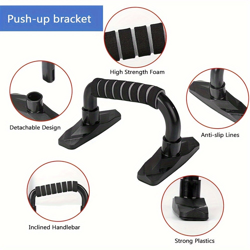 Conjunto de Equipamentos de Ginástica Universal, Inclui Roda Abdominal, Barra de Flexões, Fortalecedor de Pegada, Corda de Pular