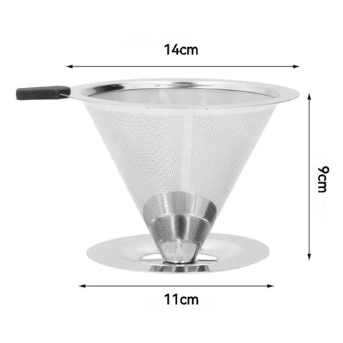 Filtro de café em aço inoxidável 304, dupla camada, reutilizável e lavável - Compatível com cafeteiras - Ideal para amantes de café