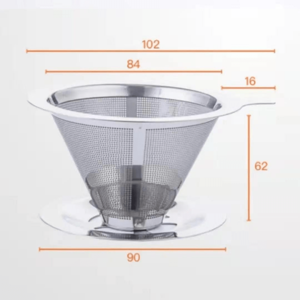Filtro de café em aço inoxidável 304, dupla camada, reutilizável e lavável - Compatível com cafeteiras - Ideal para amantes de café