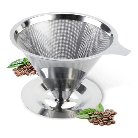 Filtro de café em aço inoxidável 304, dupla camada, reutilizável e lavável - Compatível com cafeteiras - Ideal para amantes de café