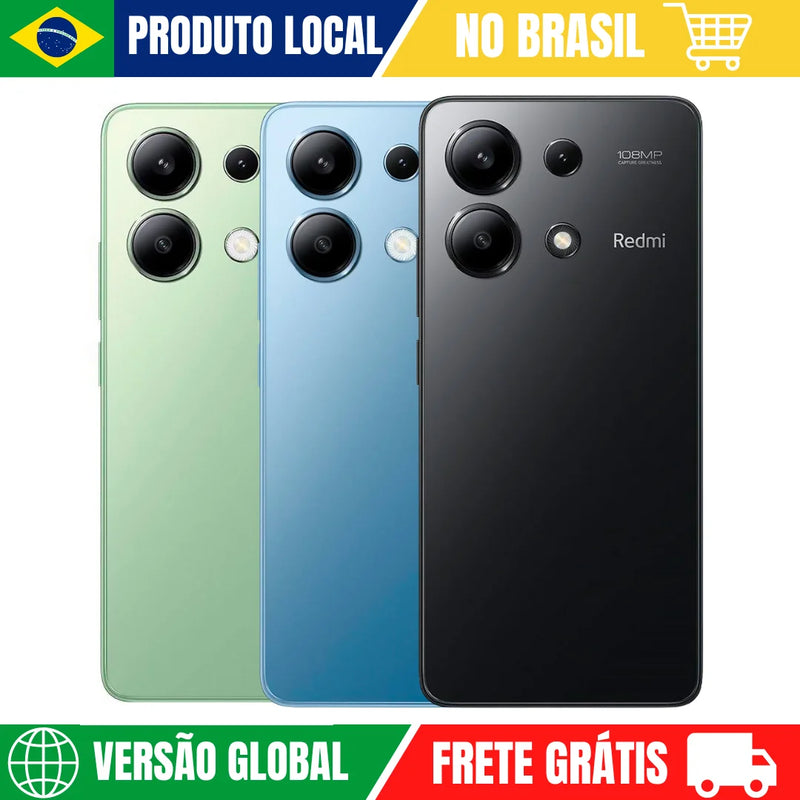 SMARTPHONE XIAOMI REDMI Note 13 128GB ROM, 6GB RAM Versão Global | 4G, ROM Global, Câmera 108MP, Carregador 33W