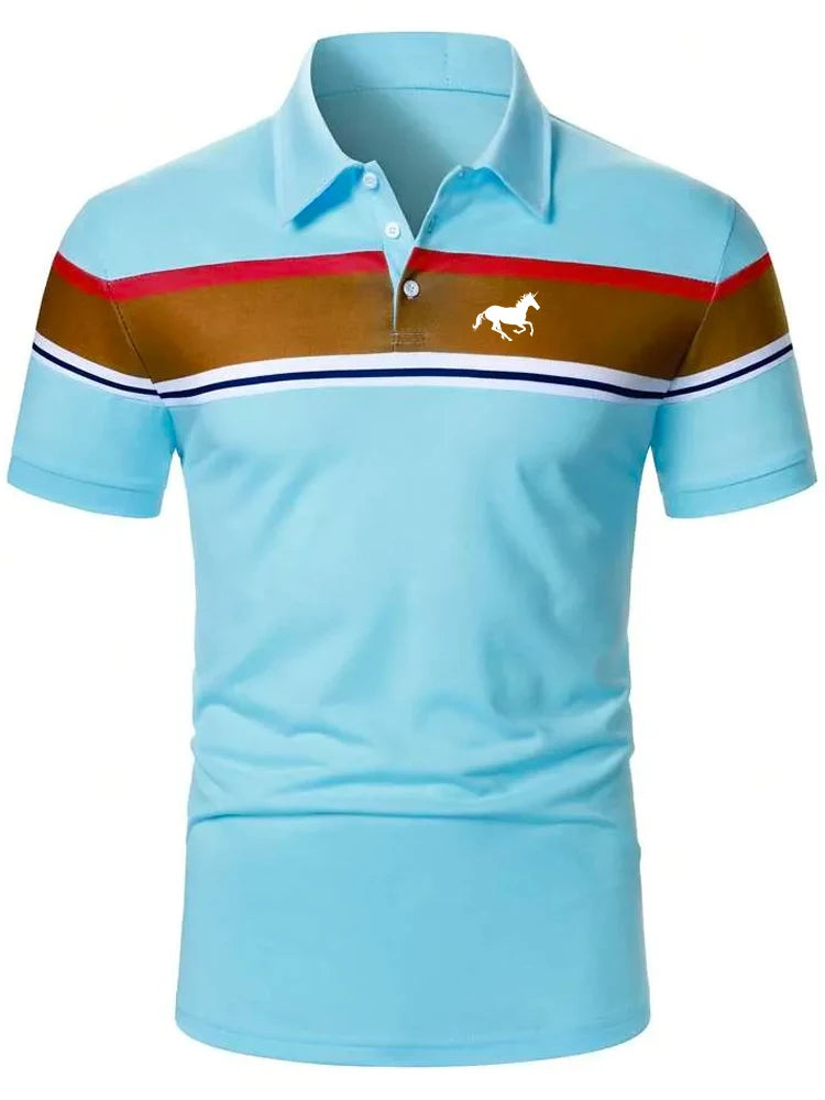 Camisa masculina, primavera/outono, polo, manga curta, de colarinho, casual