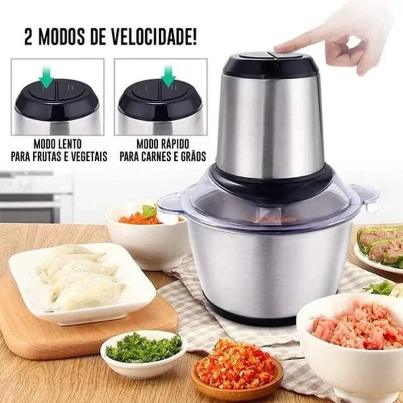 Triturador de alimentos de aproximadamente 2L com 4 lâminas Processador elétrico de 110 V Ideal para cozinheiros Moedor prático