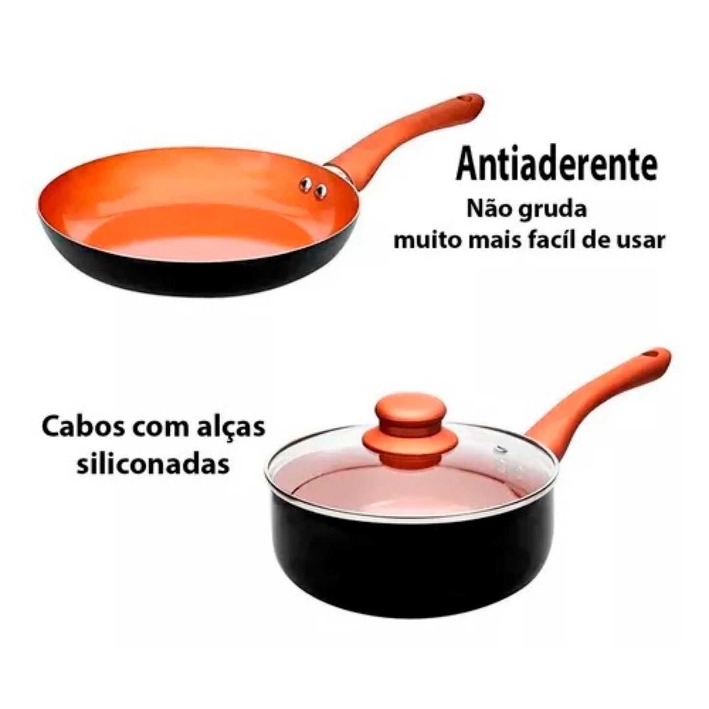 Conjunto de Panelas, Utensílios de Cozinha Cerâmica Antiaderente, com 10 Peças