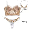 Conjunto Feminino de Duas Peças,Roupa Íntima, Ultra Fina de Renda, sutiã Push-up, Bralette