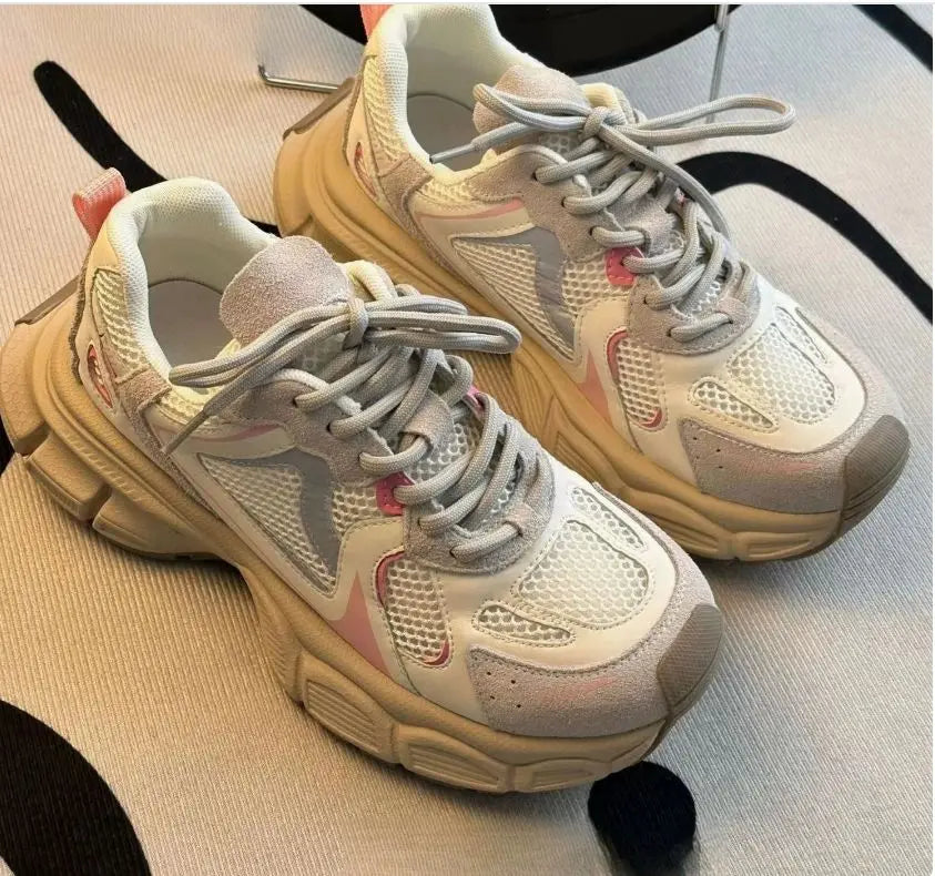 Tênis Casual Feminino, Leves e Multifuncionais, Estilo Caminhada, Respirável, com Sola Grossa em Mesh, Ideal para o Outono