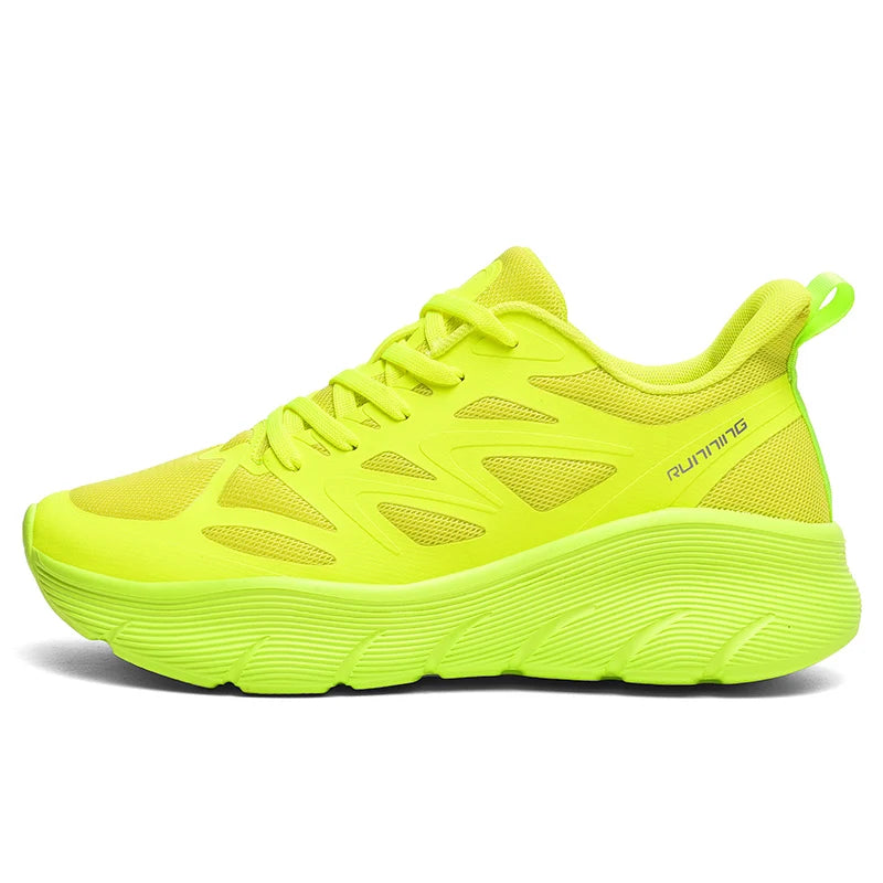 Tênis feminino de alta qualidade com cadarço, respirável e leve, casual, esportivo, corrida, caminhada