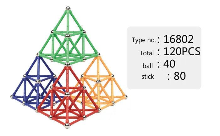 Brinquedos magnéticos para crianças Blocos de construção DIY Bastões magnéticos longos 3D