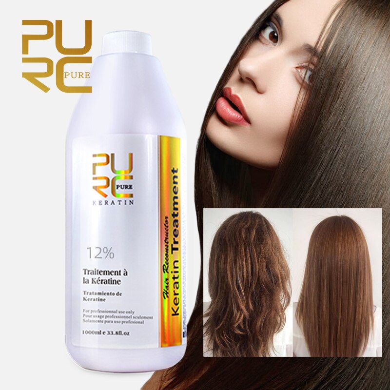 Reparador e alisador do cabelo Tratamento de queratina 12% Formlain 1000ml e Máscara Capilar Leave-In Remove Odor Mantém o Cabelo Brilhante Purc