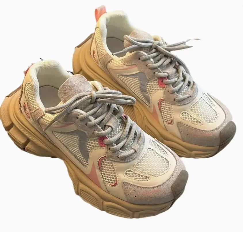 Tênis Casual Feminino, Leves e Multifuncionais, Estilo Caminhada, Respirável, com Sola Grossa em Mesh, Ideal para o Outono