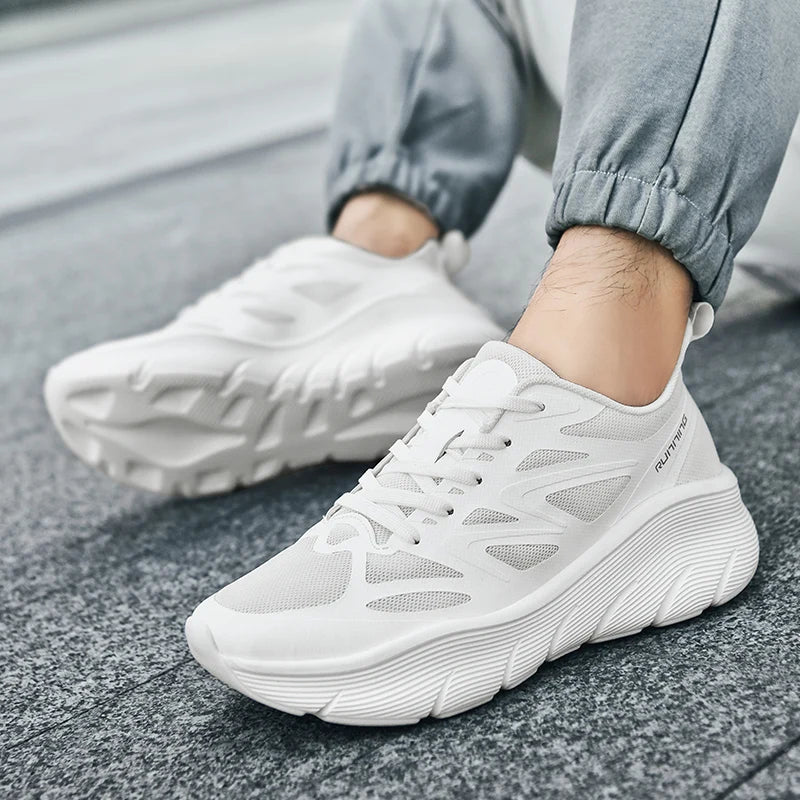 Tênis feminino de alta qualidade com cadarço, respirável e leve, casual, esportivo, corrida, caminhada