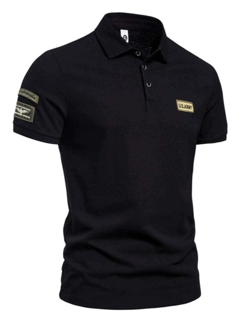 Camisa Masculina Polo Casual Verão Solta Camiseta Militar Manga Curta