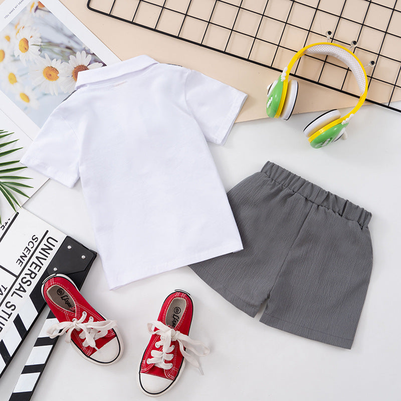 Conjunto de roupas infantis, meninas e meninos, camiseta e shorts, 2 pçs,casual