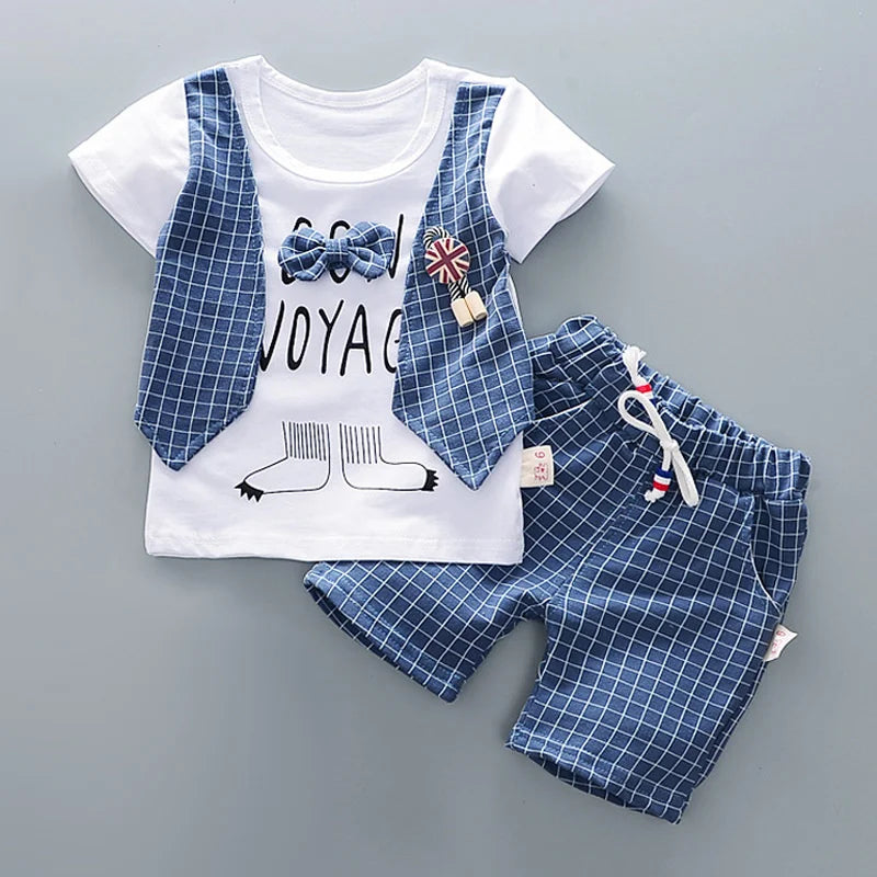 Conjunto de roupas infantis, meninas e meninos, camiseta e shorts, 2 pçs,casual