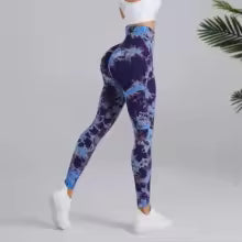Calças Feminina Push Up para Treino, Leggings Tie Dye Sem Costura para Academia, Yoga,Esportivas, Calças Justas de Cintura Alta para Fitness Feminino