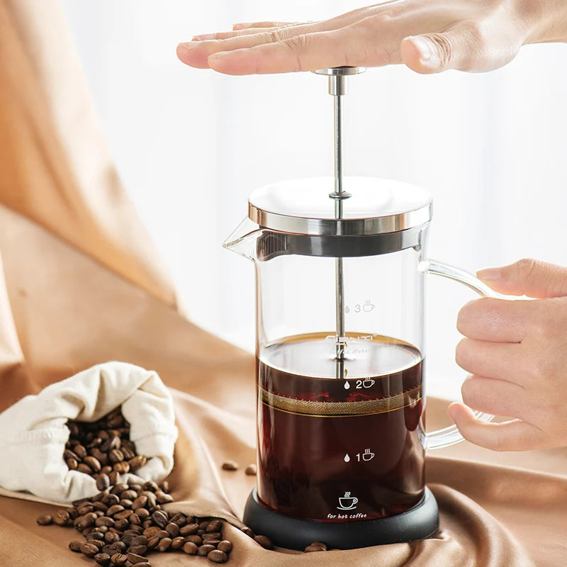 Cafeteira de prensa francesa para filtrar café em pó, cafeteira de vidro resistente ao calor - acompanha filtro