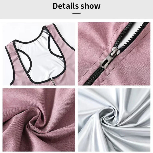 Camisa sauna feminina para perda de peso, emagrecimento pelo suor, corpo shaper fitness, zíper