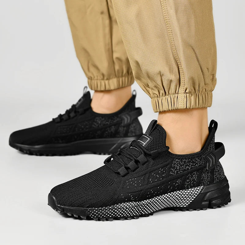Tênis masculino, tamanho grande, malha respiráve,l esportes ao ar livre, sola plana, antiderrapante, confortável