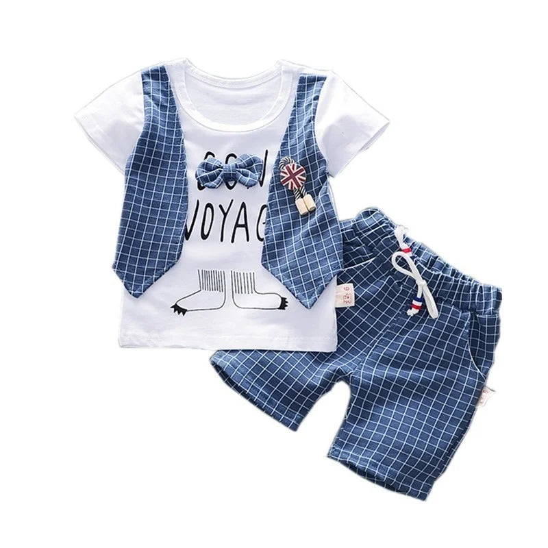 Conjunto de roupas infantis, meninas e meninos, camiseta e shorts, 2 pçs,casual