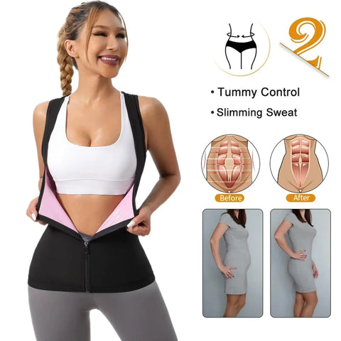 Camisa sauna feminina para perda de peso, emagrecimento pelo suor, corpo shaper fitness, zíper