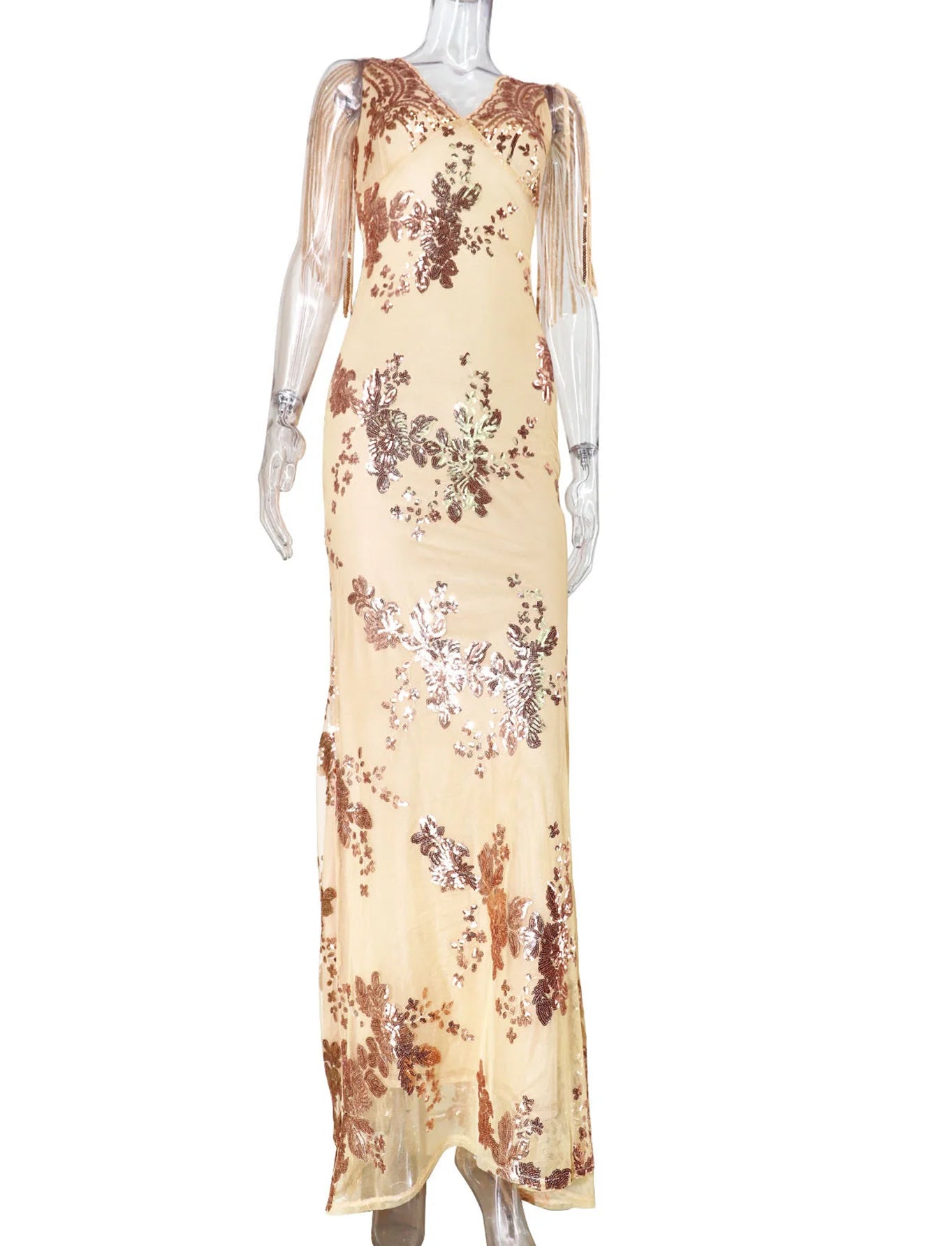 Vestido feminino, longo, maxi com lantejoulas, vestido para ocasiões festivas