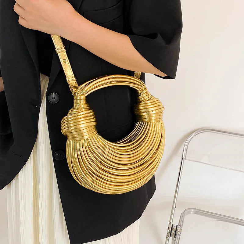 Bolsa feminina de festa, Bolsas De Noite, Clutch, Golden Noodle, Knot, Designer De Luxo