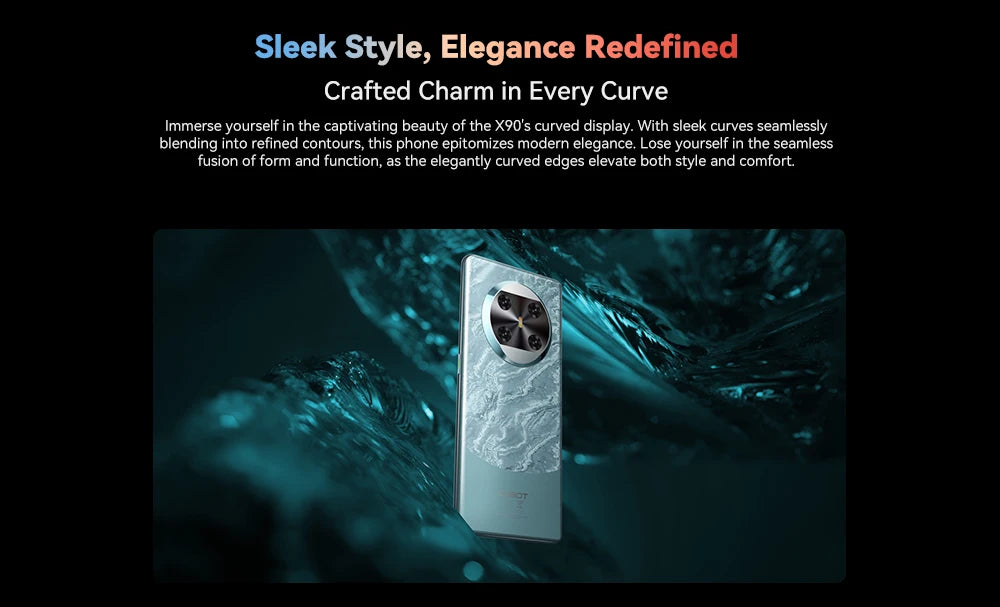 CUBOT X90, Smartphone Android 14, Tela curva AMOLED de 6,67 polegadas de 120 Hz, 32 GB de RAM (16 GB + 16 GB estendidos), 256 GB de ROM