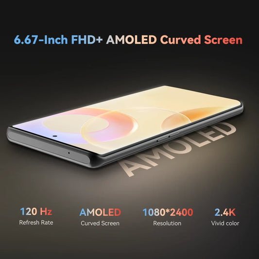 CUBOT X90, Smartphone Android 14, Tela curva AMOLED de 6,67 polegadas de 120 Hz, 32 GB de RAM (16 GB + 16 GB estendidos), 256 GB de ROM
