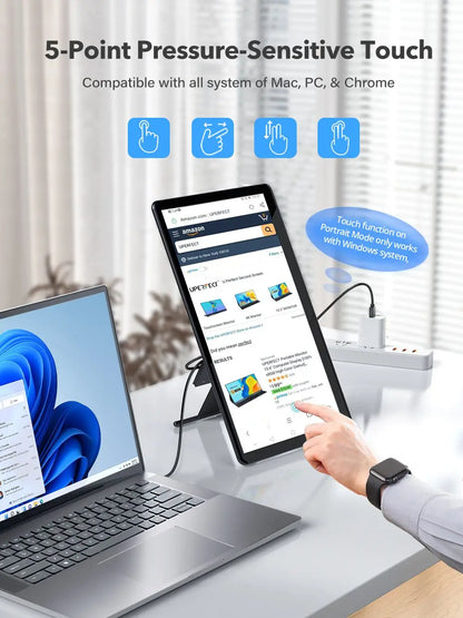 Monitor portátil de 15,6 polegadas com tela sensível ao toque 1920x1080, display móvel, leve e fino, suporte retrátil, painel LCD IPS