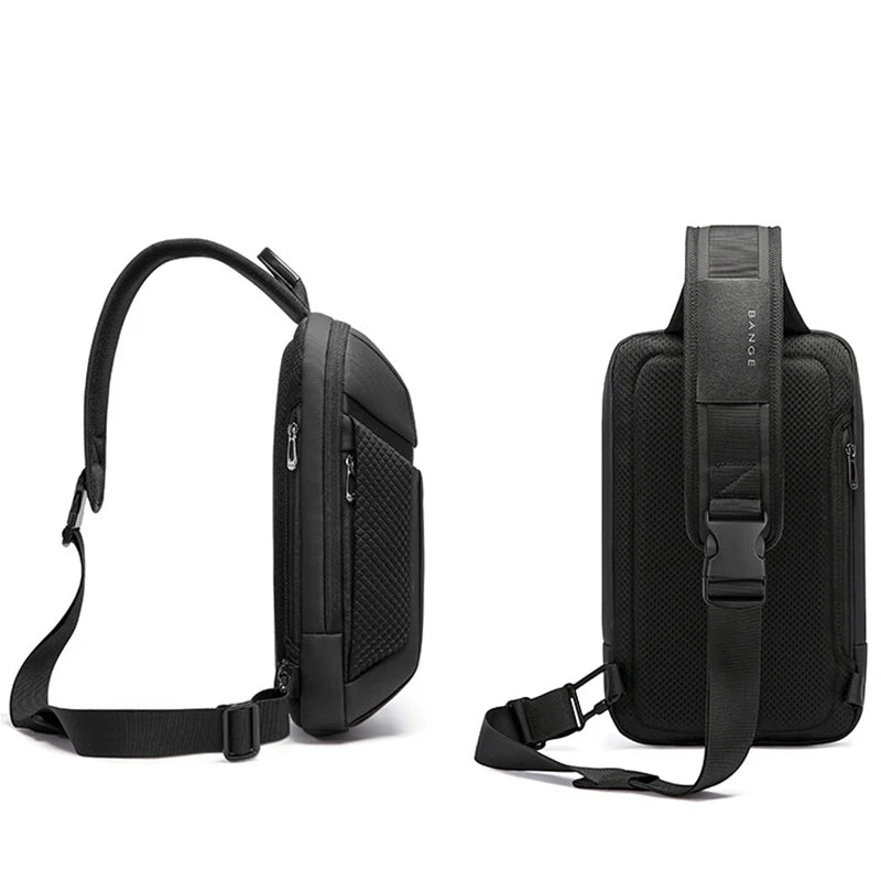 Bolsa masculina transversal Oxford impermeável USB, bolsa tiracolo antifurto de ombro, bolsa multifuncional de viagem