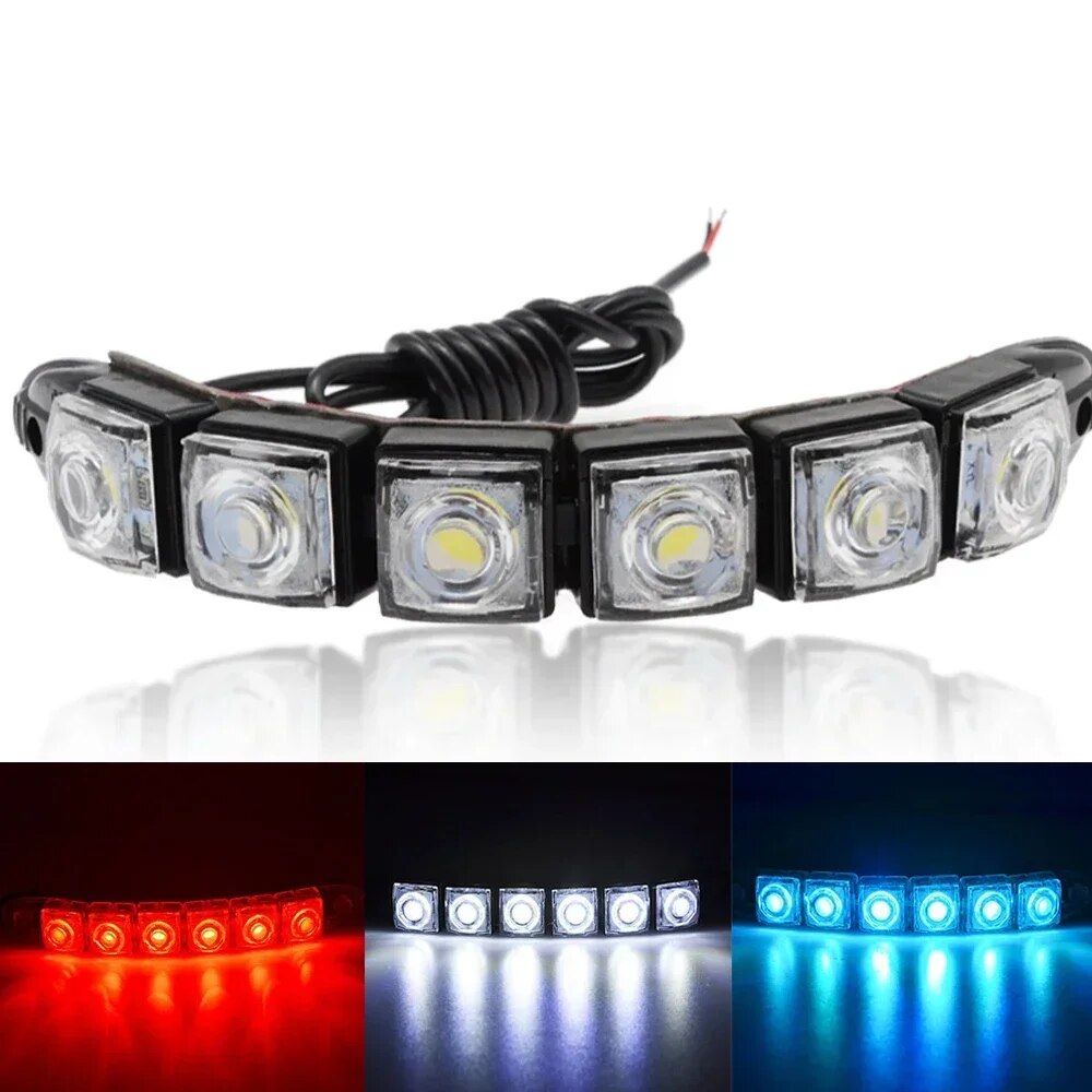 Luzes para carros auto decorativo flexível circulação diurna 6 chips tira de condução estilo farol 1 PÇS à prova d'água MULTI cores drl