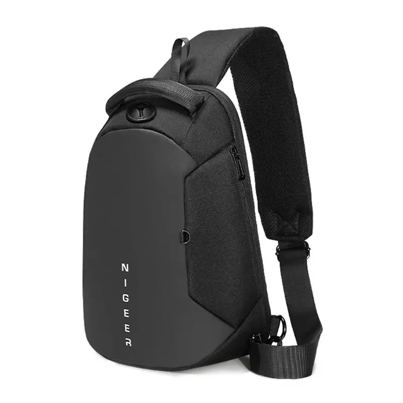 Bolsa masculina multifuncional crossbody de peito e ombro, porta objetos carregamento usb mensageiros à prova d'água