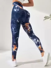 Calças Feminina Push Up para Treino, Leggings Tie Dye Sem Costura para Academia, Yoga,Esportivas, Calças Justas de Cintura Alta para Fitness Feminino