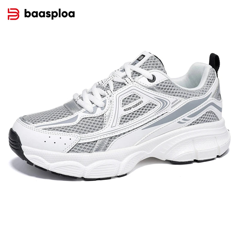 Tênis esportivos feminino, leves, malha de rendas, retrô, corrida, caminhada, respiráveis antiderrapante