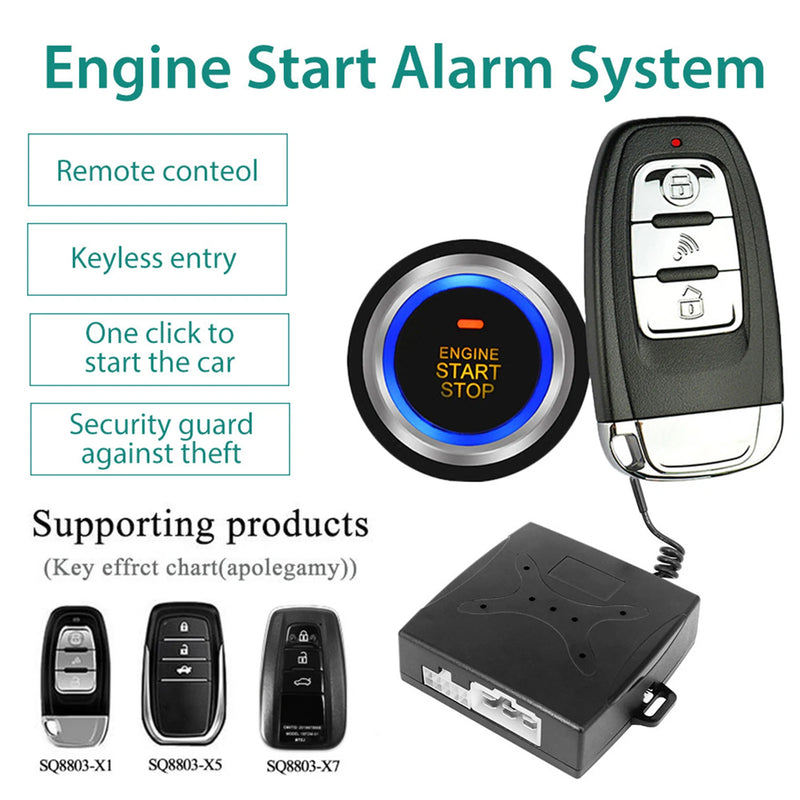 Sistema de Entrada Sem Chave, Kit de Chaveiro Com Botões de Partida e Parada, Fechadura Central de Porta Com Controle Remoto, Acessórios Universais