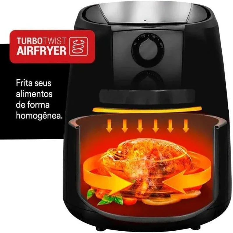 Fritadeira de ar preta profissional chef gourmet 4,2 litros EAF42P para 127V - cesta de silicone inovadora, compatível com forno de micro-ondas - P