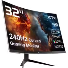 Monitor gamer curvo de 32" e 240 Hz, 1500R, 1080P, 125% sRGB, 1 ms, Freesync/G-sync HDR10, portas HDMI/DP/USB VESA, inclinação ajustável
