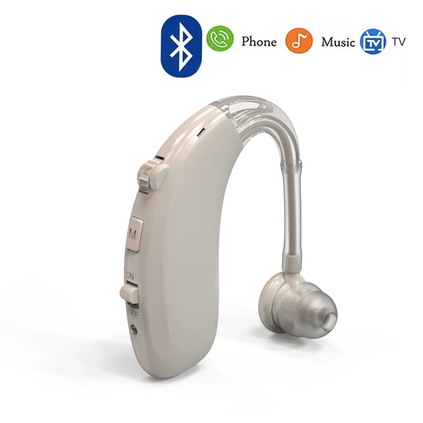 Aparelho auditivo Bluetooth recarregável para idosos e adultos Aparelhos auditivos digitais BTE de 16 canais com cancelamento de ruído