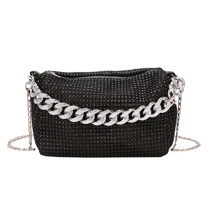 Bolsa Feminina Versão Coreana Moda Tendência Brilhante Diamante Mensageiro Nicho