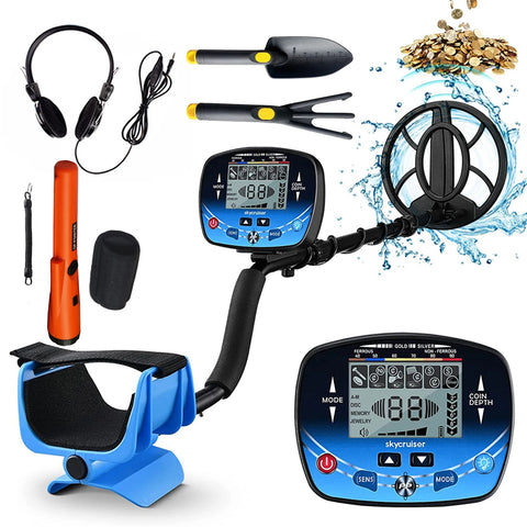 Detetor de metais subterrâneo com bobina de pesquisa à prova d'água IP68 de 9,8 polegadas