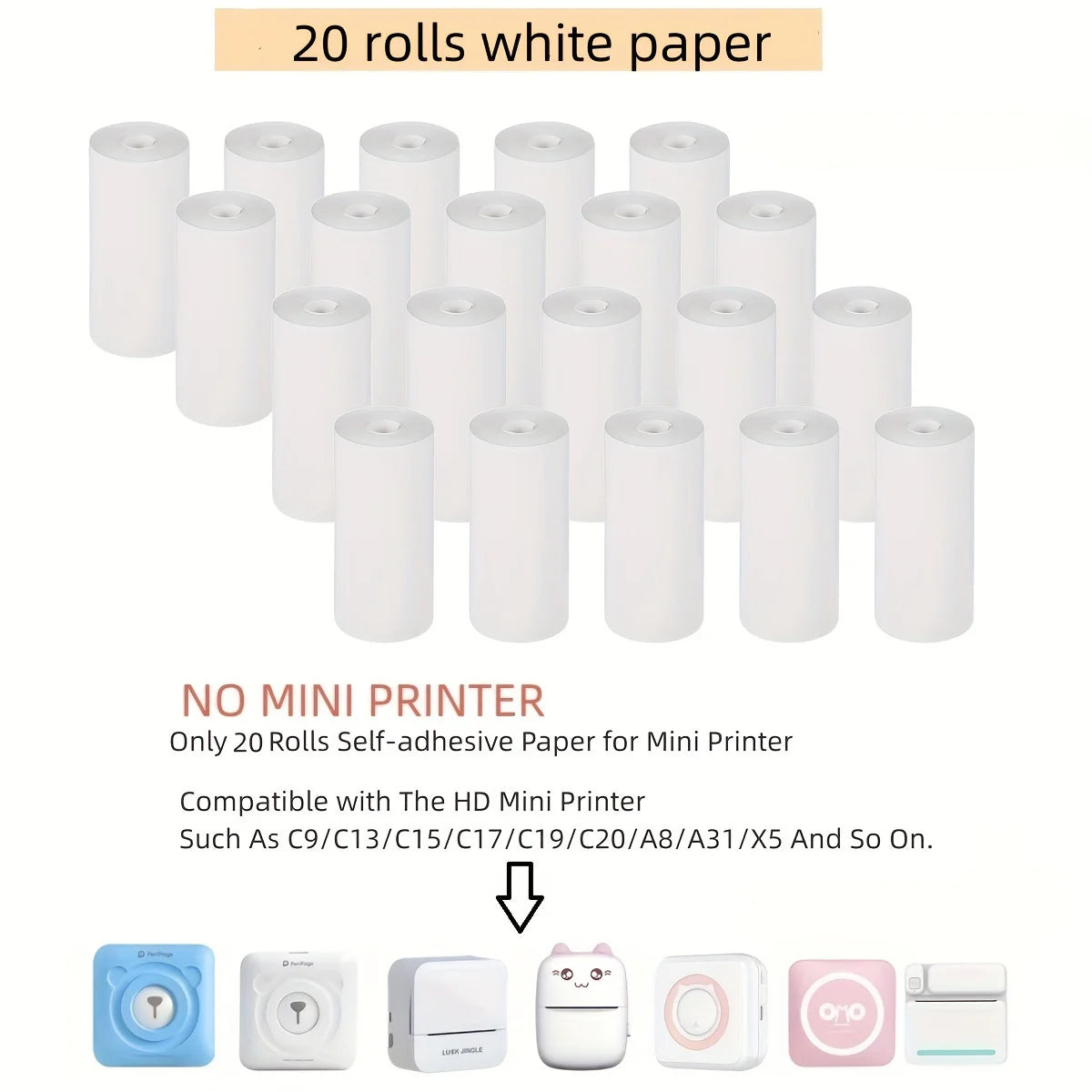 15 Rolos de Papel para Etiqueta Autoadesiva 57mm