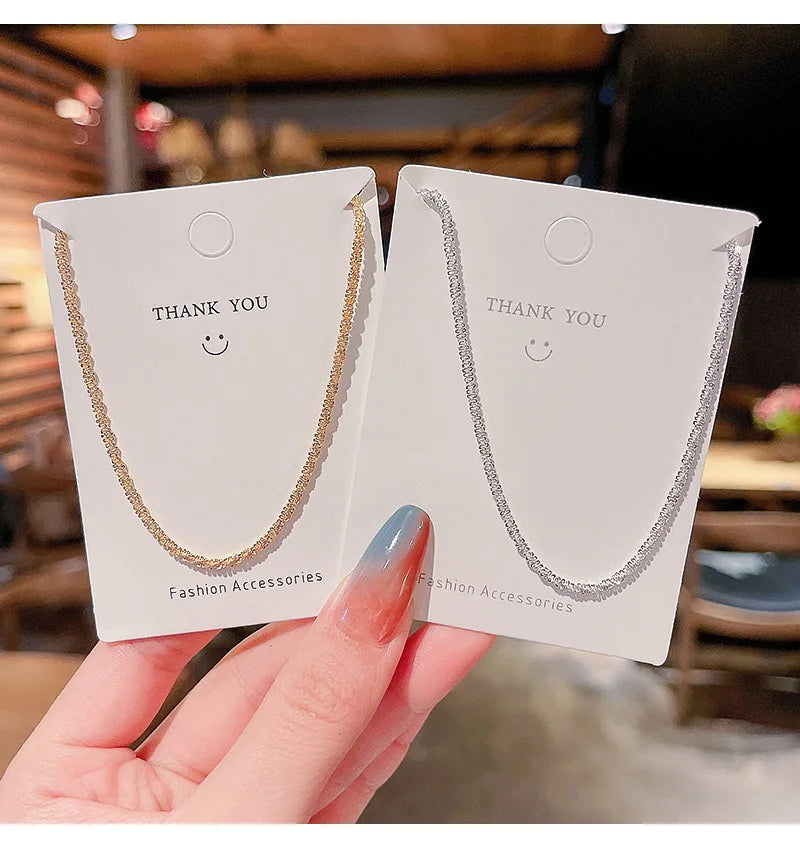 Colar feminino, cor ouro cintilante, aço titanium, corrente e gargantilha, joia fina coreana