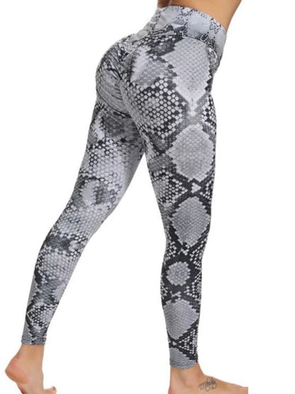 Calças justas casuais leggings femininas, sem costura, push up, estampa de leopardo, zebra, cobra, de esportes, academia, ioga